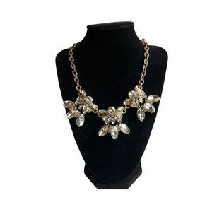 J. Crew Crystal and Gold Tone Statement Necklace Costume Jewelry